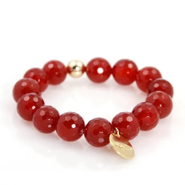 Bracelet - Beaded Red Agate & Gold Signature Collection