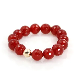 Bracelet - Beaded Red Agate & Gold Signature Collection
