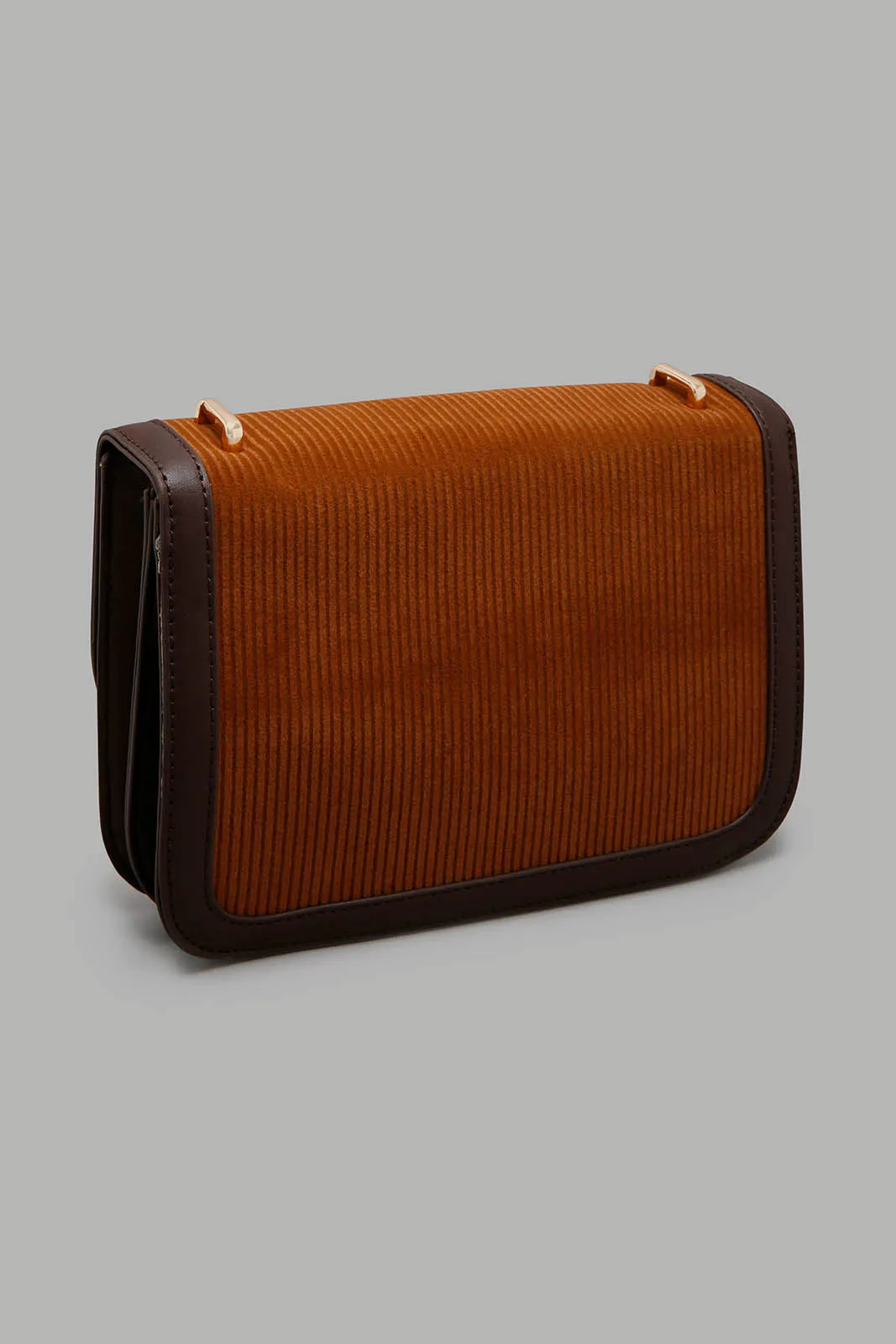Brown Corduroy Crossbody Bag