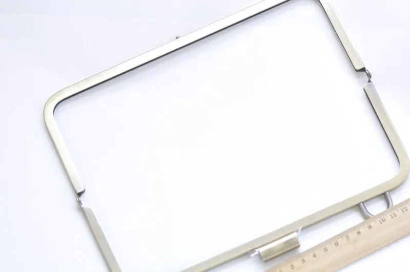 Brushed Bronze Rectangular Metal Purse Frame Glue In Style