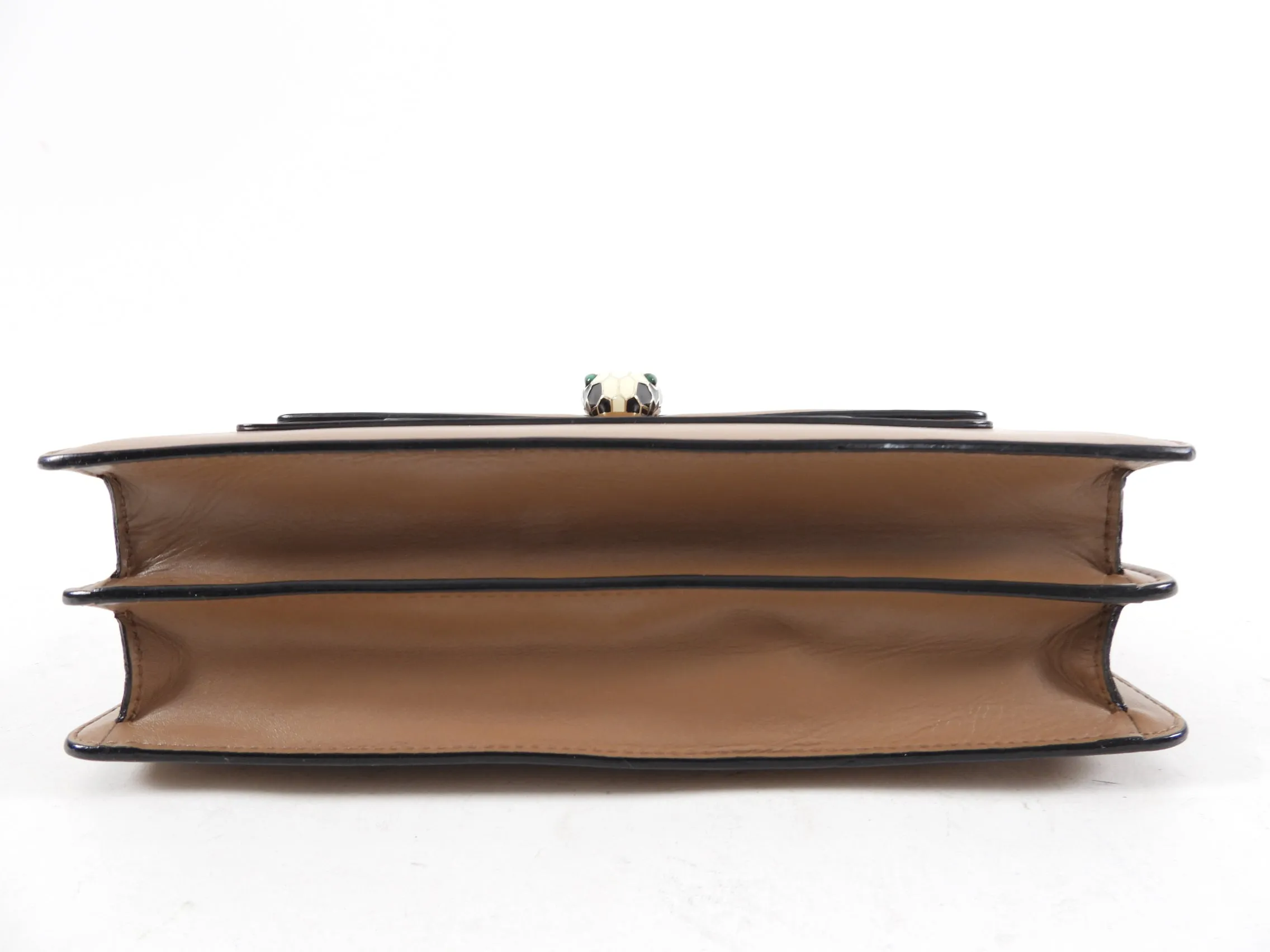 Bvlgari Light Brown Leather Medium Serpenti Flap Bag