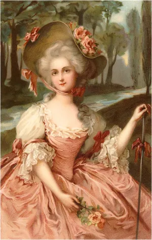 BW-46 Romantic Painting of Woman - Vintage Image