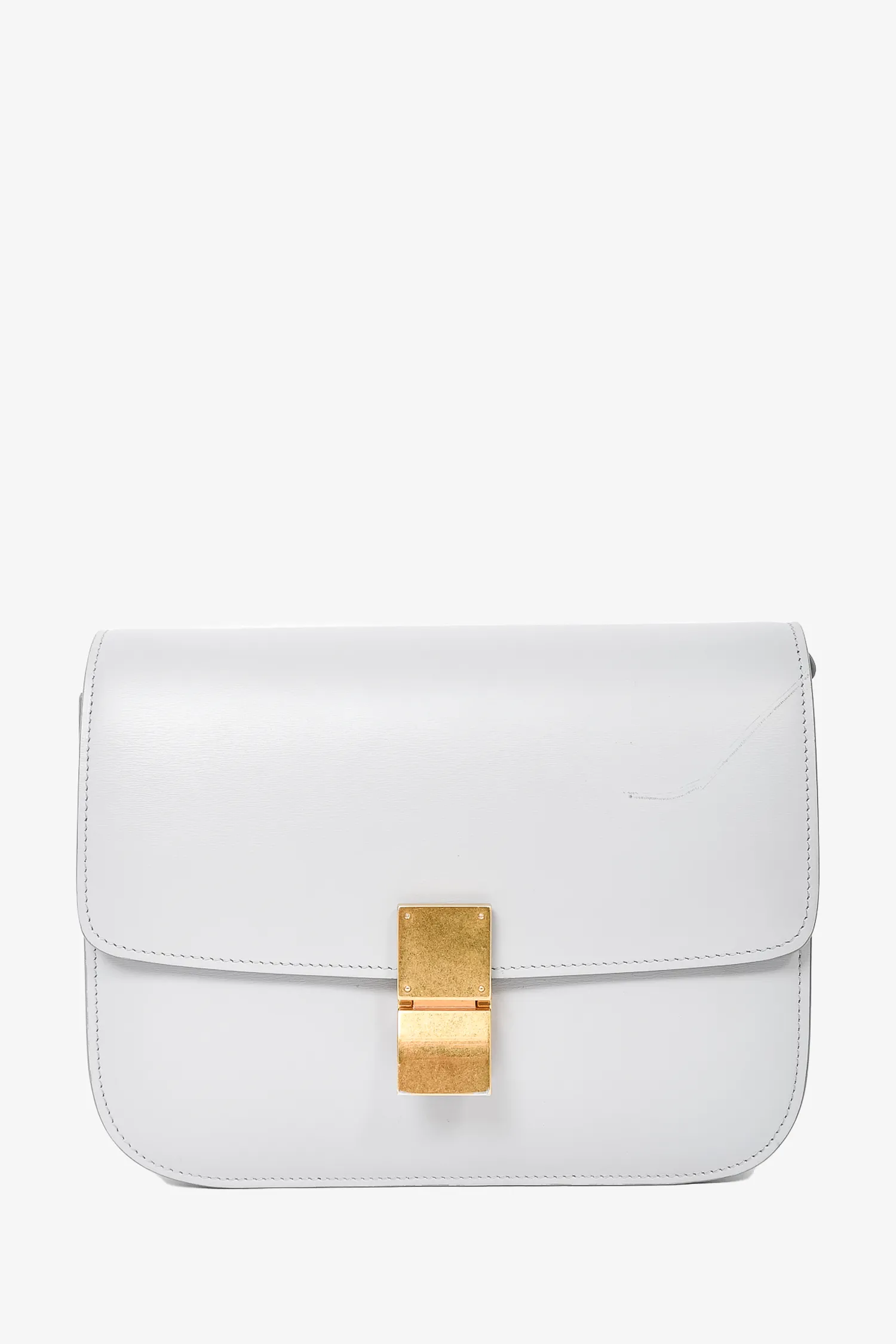 Celine Light Grey Leather Medium Box Crossbody Bag