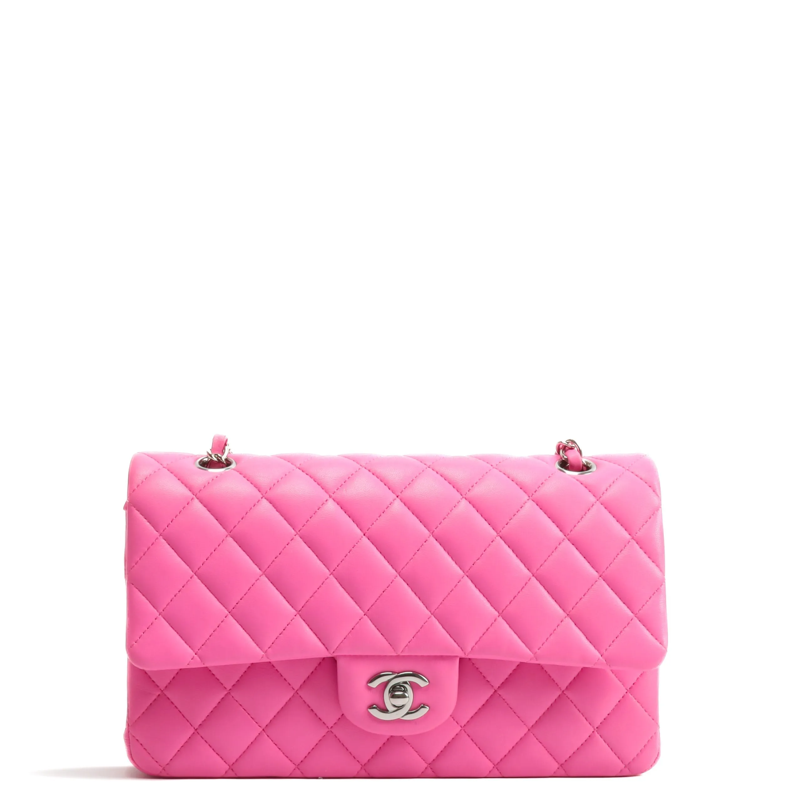 CHANEL 2021 Medium Classic Double Flap Lambskin- Bubblegum Pink