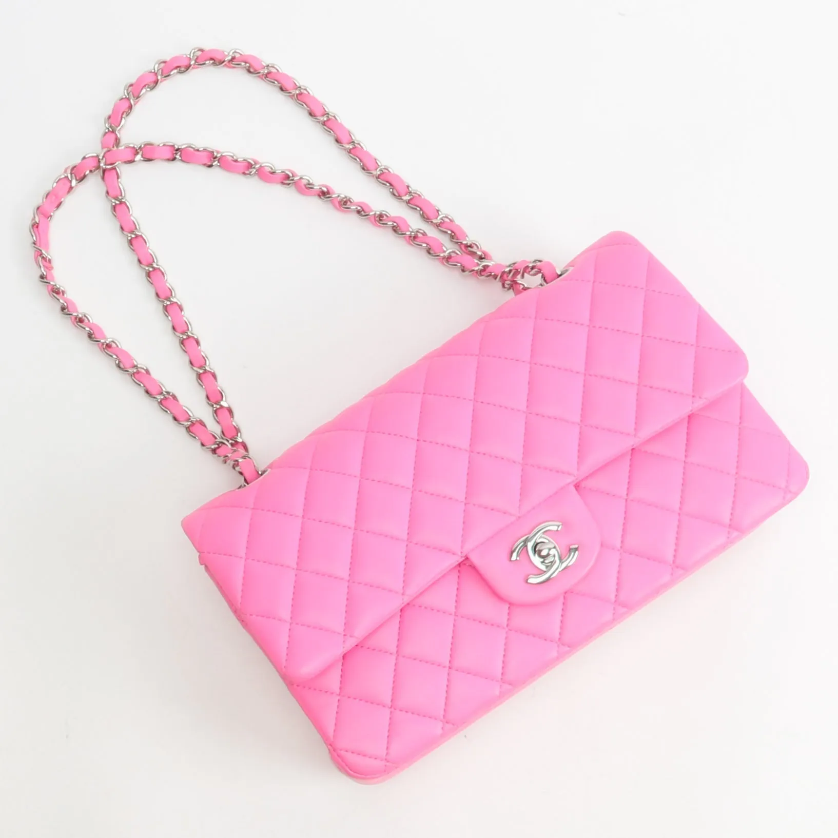 CHANEL 2021 Medium Classic Double Flap Lambskin- Bubblegum Pink