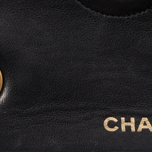 Chanel Around 1990 Made Edge Flap Turn-Lock Chain Bag With Pouch Black