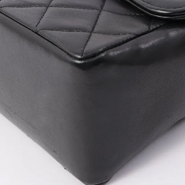 Chanel Around 1990 Made Edge Flap Turn-Lock Chain Bag With Pouch Black