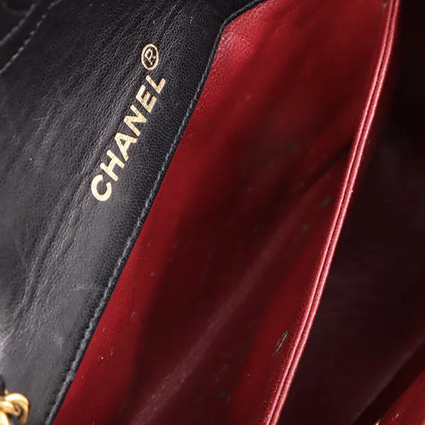 Chanel Around 1990 Made Edge Flap Turn-Lock Chain Bag With Pouch Black