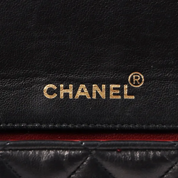 Chanel Around 1990 Made Edge Flap Turn-Lock Chain Bag With Pouch Black