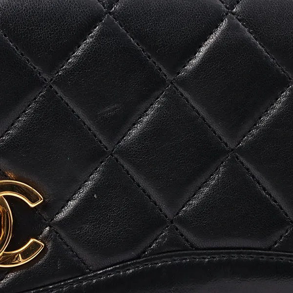 Chanel Around 1990 Made Edge Flap Turn-Lock Chain Bag With Pouch Black