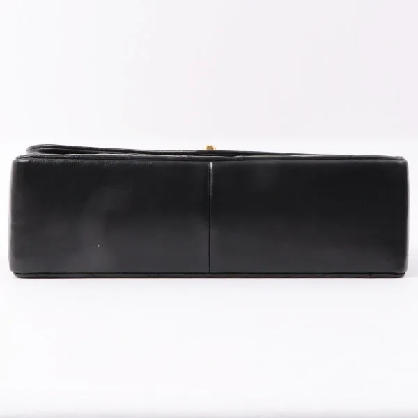 Chanel Around 1990 Made Edge Flap Turn-Lock Chain Bag With Pouch Black
