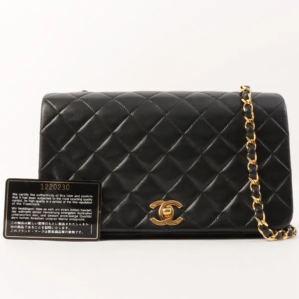 Chanel Around 1990 Made Full Flap Chain Bag 23Cm Black
