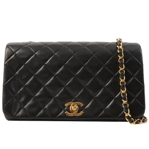 Chanel Around 1990 Made Full Flap Chain Bag 23Cm Black
