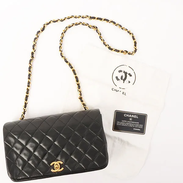 Chanel Around 1990 Made Full Flap Chain Bag 23Cm Black
