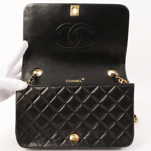 Chanel Around 1990 Made Full Flap Chain Bag 23Cm Black