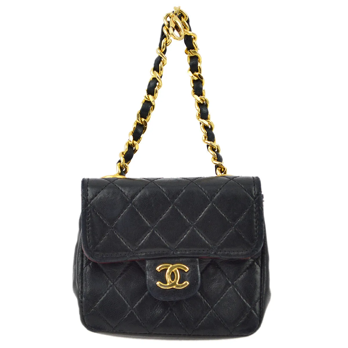 Chanel Black Lambskin Classic Flap Micro Bag