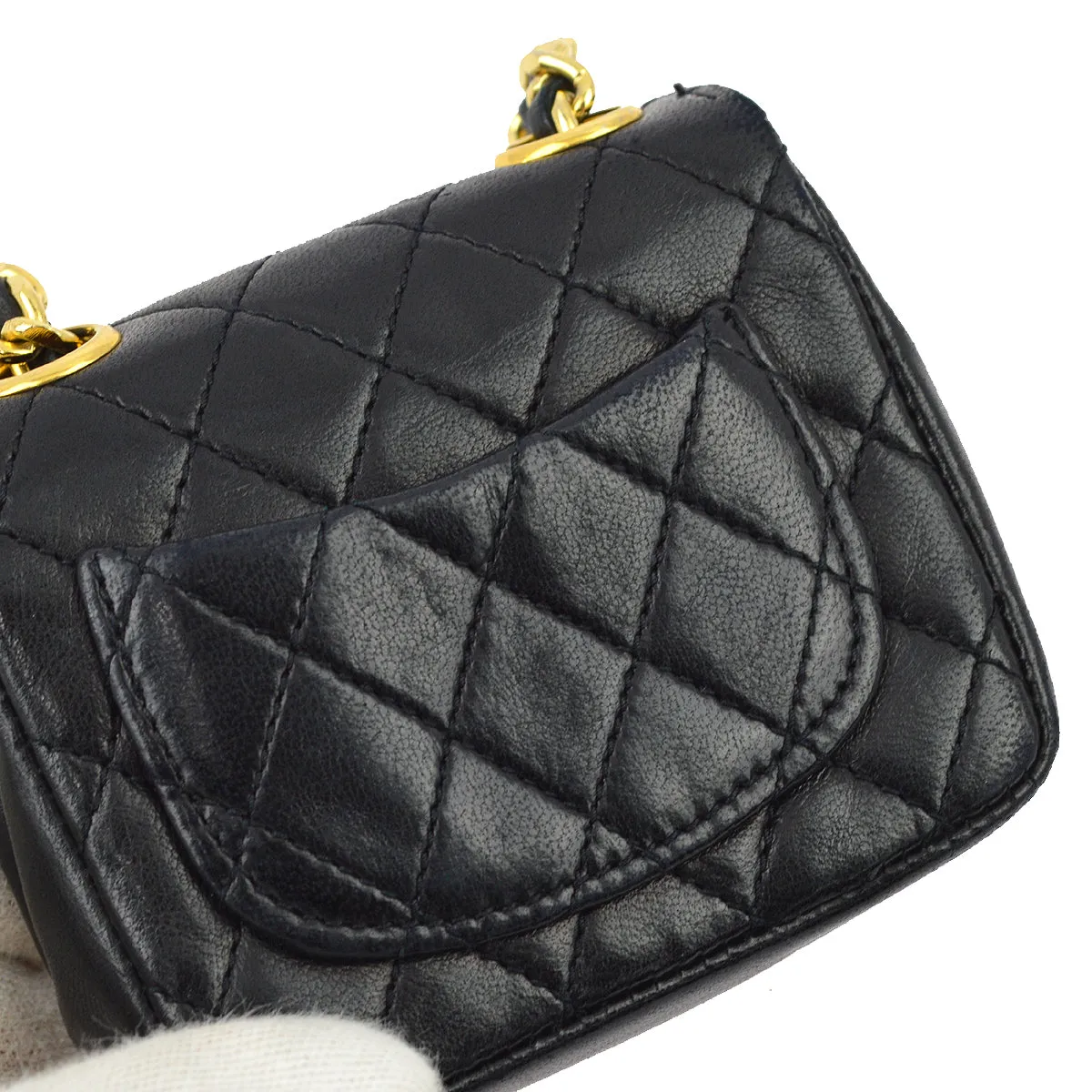 Chanel Black Lambskin Classic Flap Micro Bag