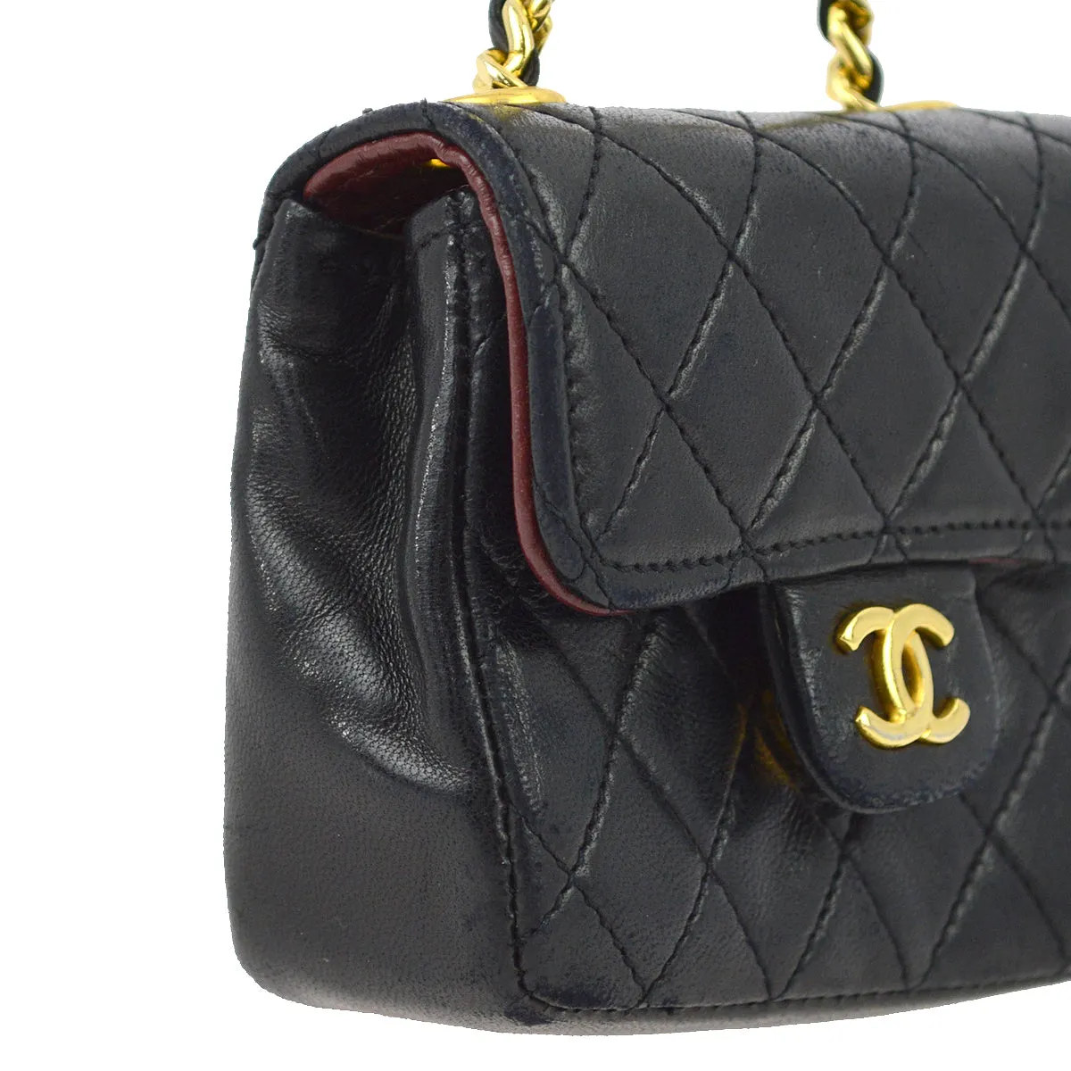 Chanel Black Lambskin Classic Flap Micro Bag