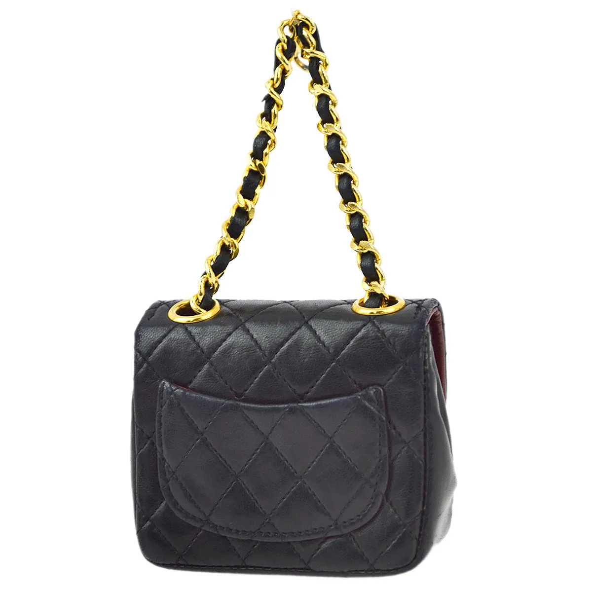 Chanel Black Lambskin Classic Flap Micro Bag