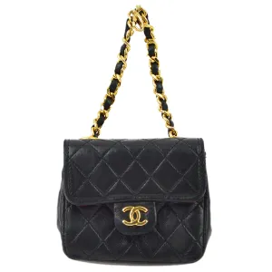 Chanel Black Lambskin Classic Flap Micro Bag