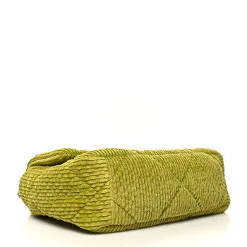 CHANEL CORDUROY QUILTED MEDIUM FLAP BAG IN LIGHT GREEN