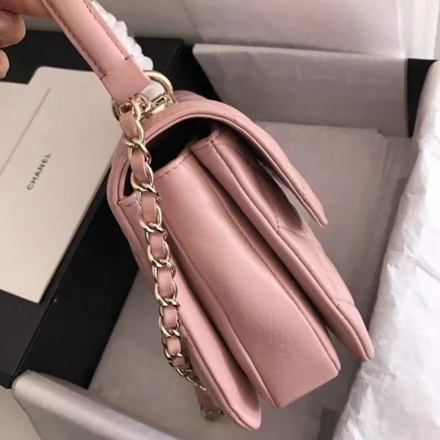 Chanel Small Flap Bag With Top Handle Pink