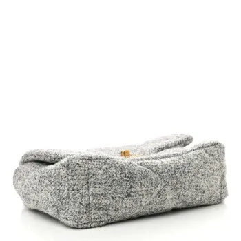 CHANEL TWEED QUILT FLAP BAG IN GREY ECRU