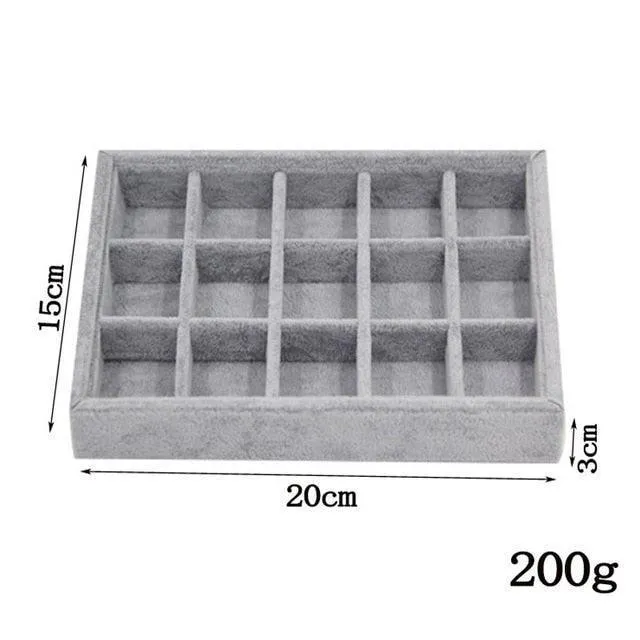 Chic Gray Velvet Jewelry Storage Tray - Stylish Organizer for Treasured Accessories