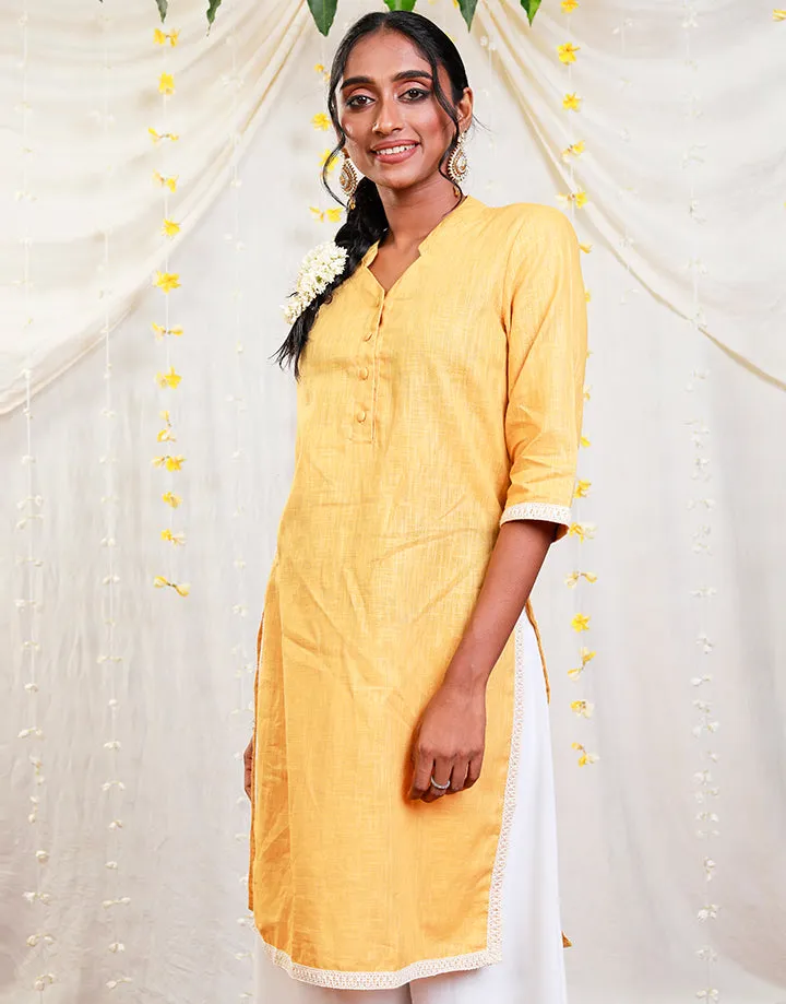 Chinese Collared Kurtha with Lace Details