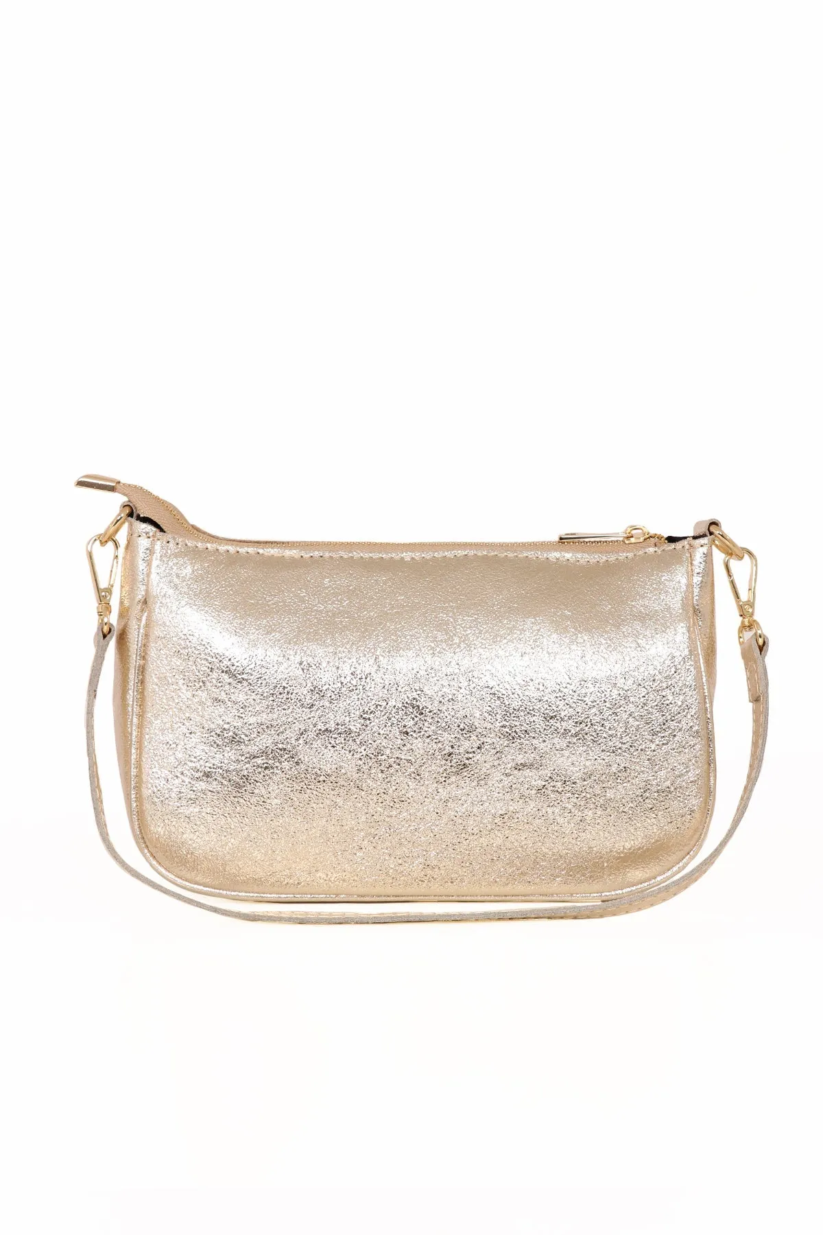 Chloe - Italian Leather Baguette Bag - Gold, Metallic