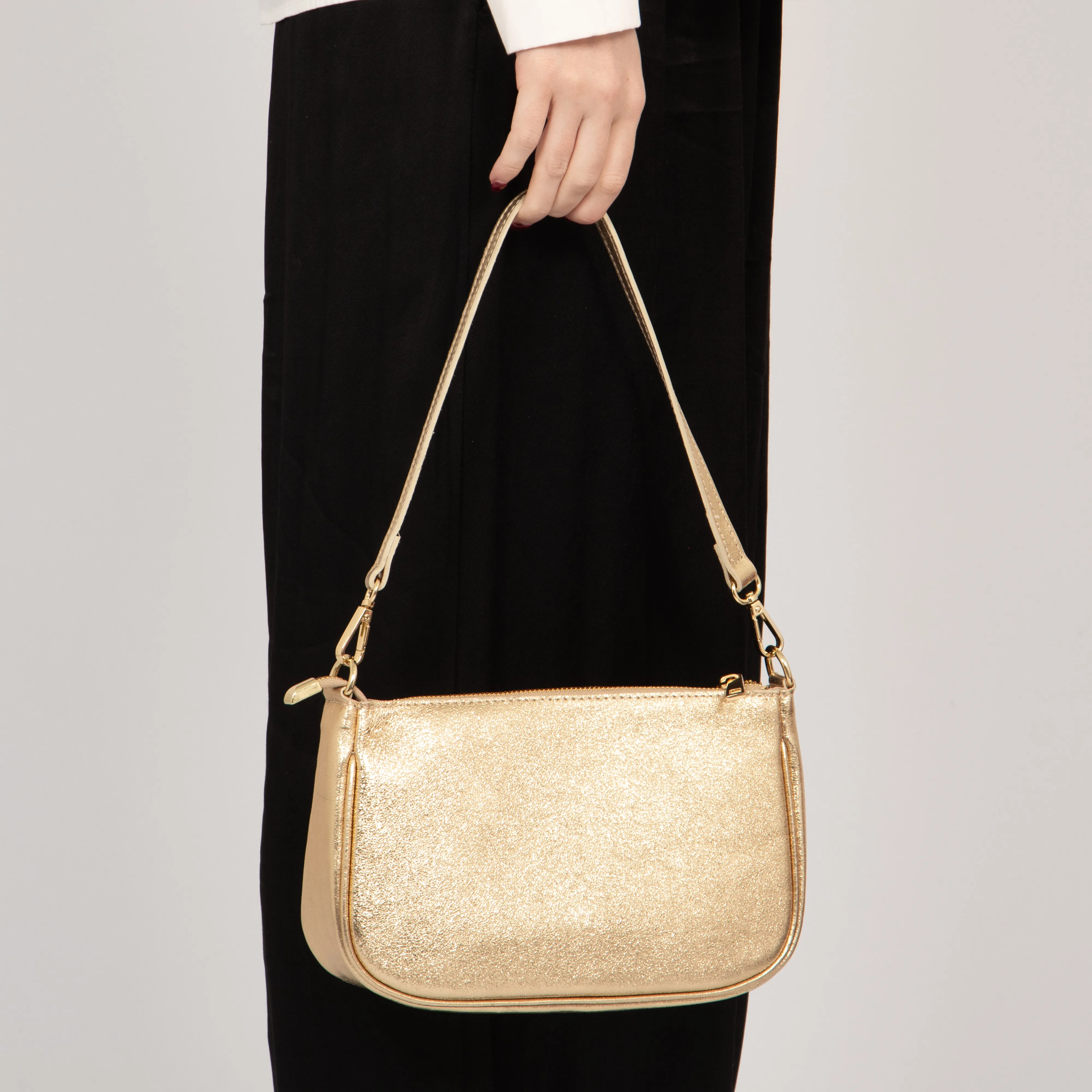 Chloe - Italian Leather Baguette Bag - Gold, Metallic