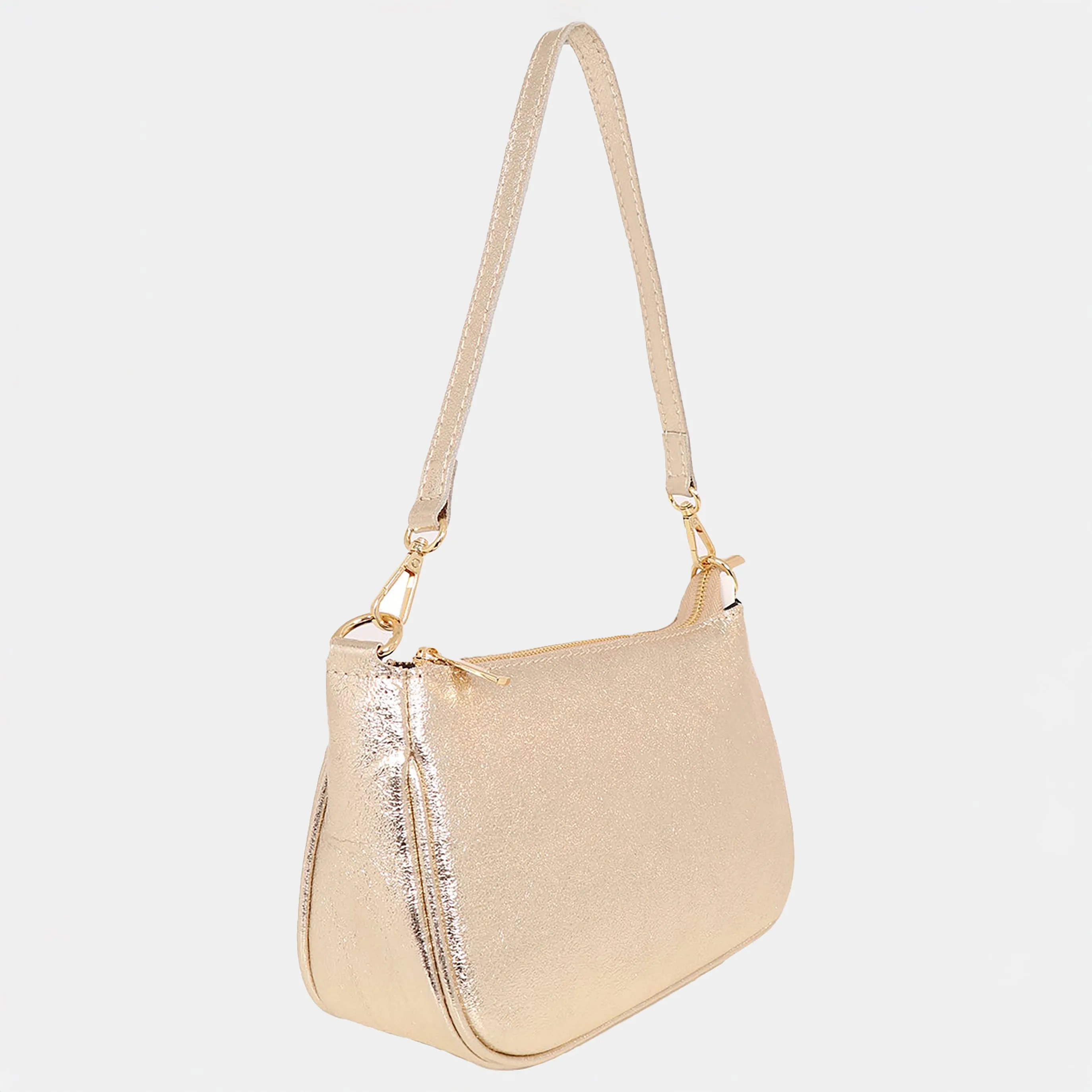 Chloe - Italian Leather Baguette Bag - Gold, Metallic