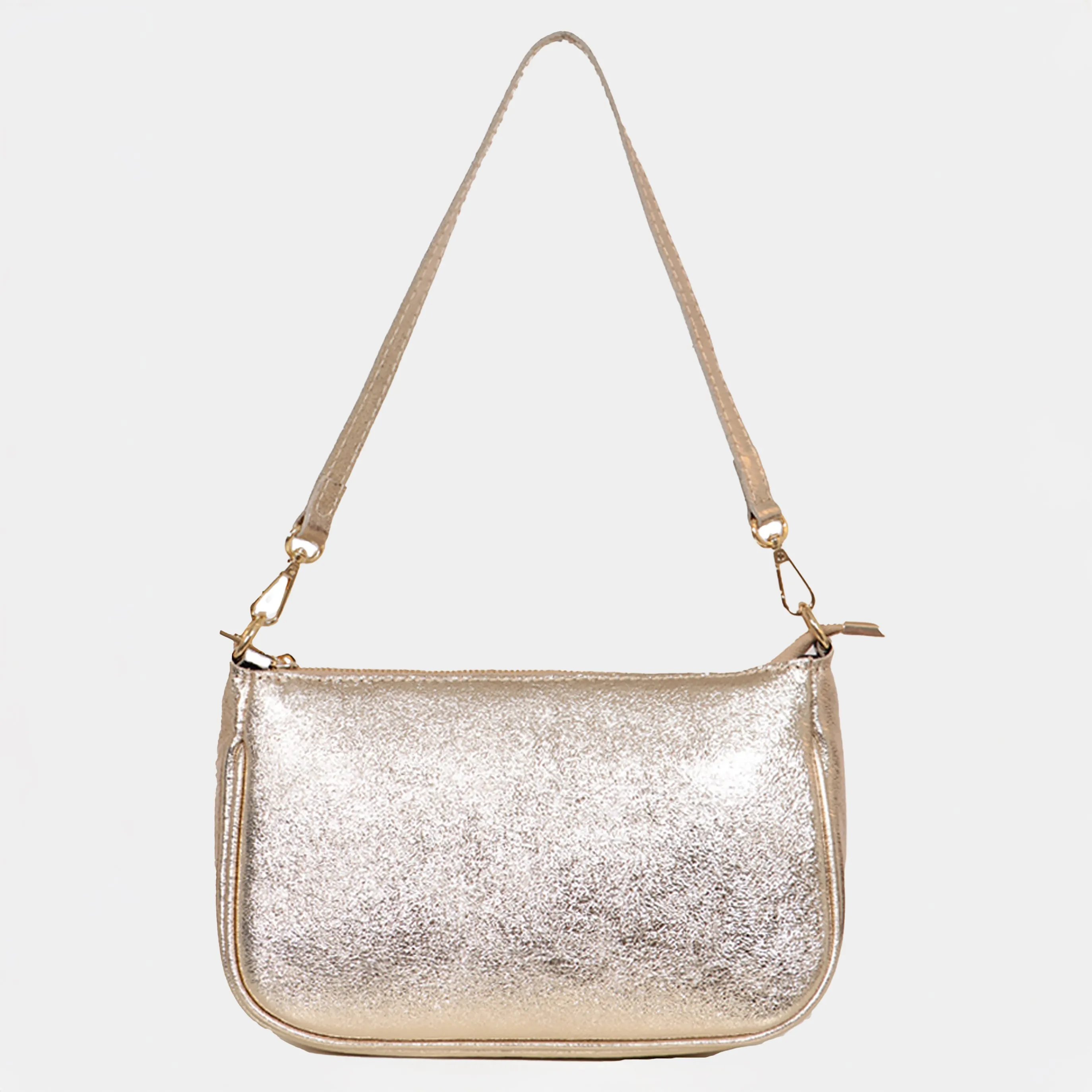 Chloe - Italian Leather Baguette Bag - Gold, Metallic