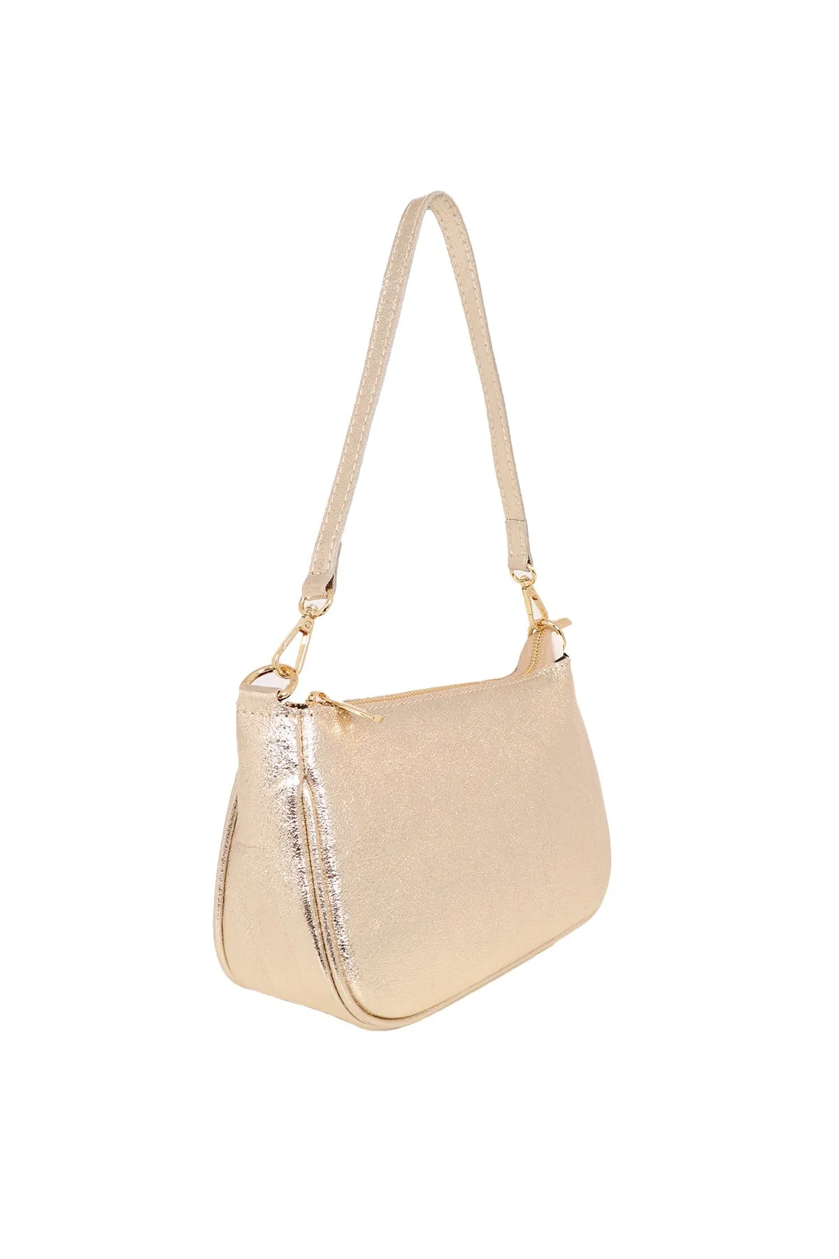 Chloe - Italian Leather Baguette Bag - Gold, Metallic