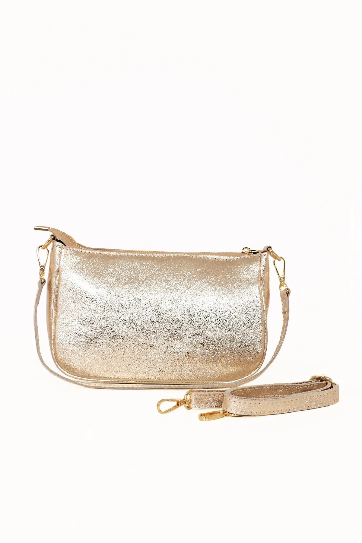 Chloe - Italian Leather Baguette Bag - Gold, Metallic