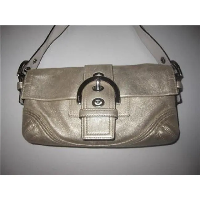 Coach New Pursesdesigner Purses Muted Gold Suede And Leather Leathersuede Baguette