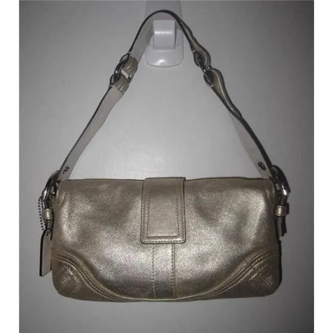 Coach New Pursesdesigner Purses Muted Gold Suede And Leather Leathersuede Baguette