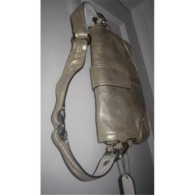 Coach New Pursesdesigner Purses Muted Gold Suede And Leather Leathersuede Baguette