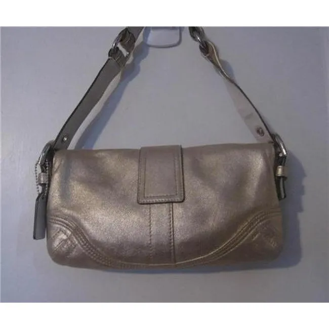 Coach New Pursesdesigner Purses Muted Gold Suede And Leather Leathersuede Baguette