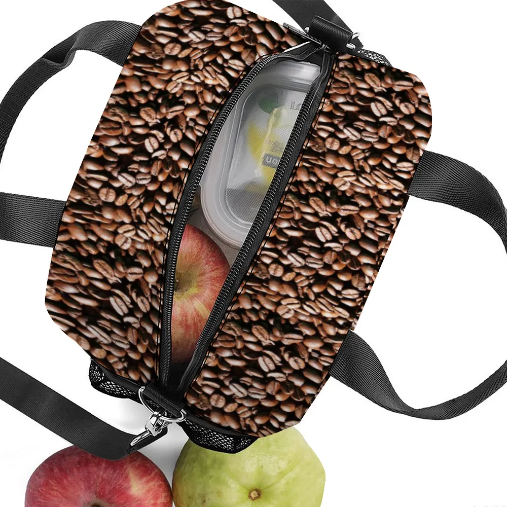 Coffee Beans Insulated Lunch Bag with Handles & Shoulder Strap