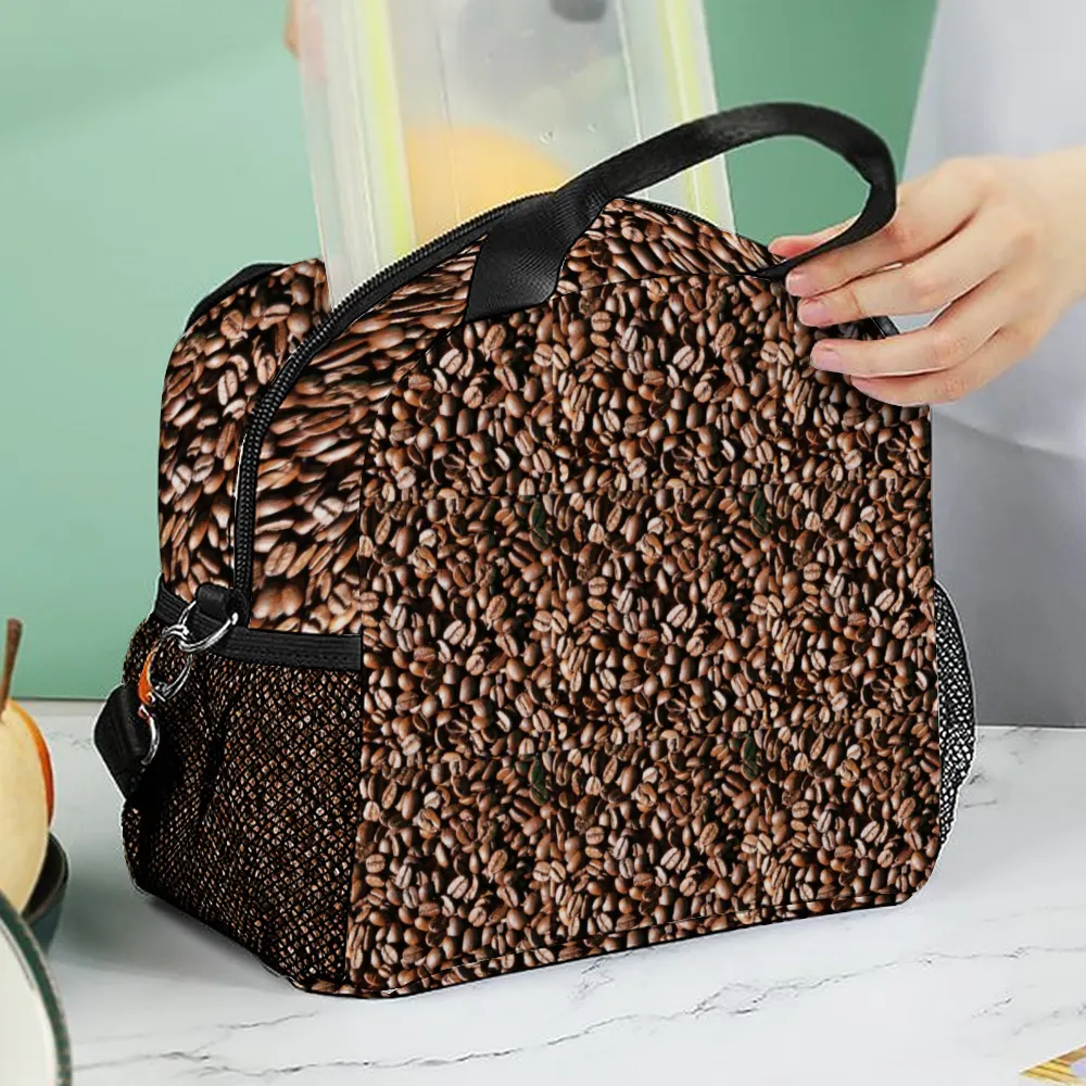 Coffee Beans Insulated Lunch Bag with Handles & Shoulder Strap