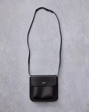 Cordera Leather Flap Bag, Black