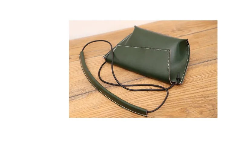 Cute LEATHER Small Side Bag Green Handmade WOMEN Crossbody BAG Phone Purse FOR WOMEN