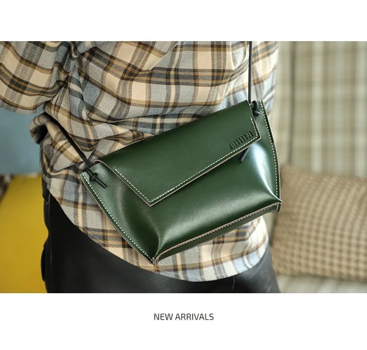 Cute LEATHER Small Side Bag Green Handmade WOMEN Crossbody BAG Phone Purse FOR WOMEN