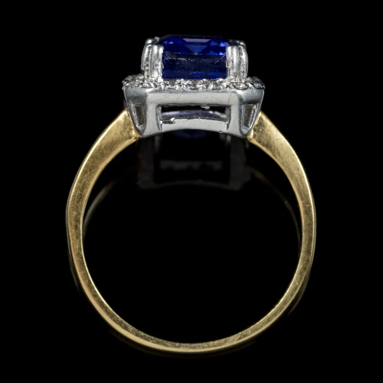 Cz Tanzanite Paste Ring 9Ct Gold On Silver