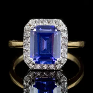 Cz Tanzanite Paste Ring 9Ct Gold On Silver