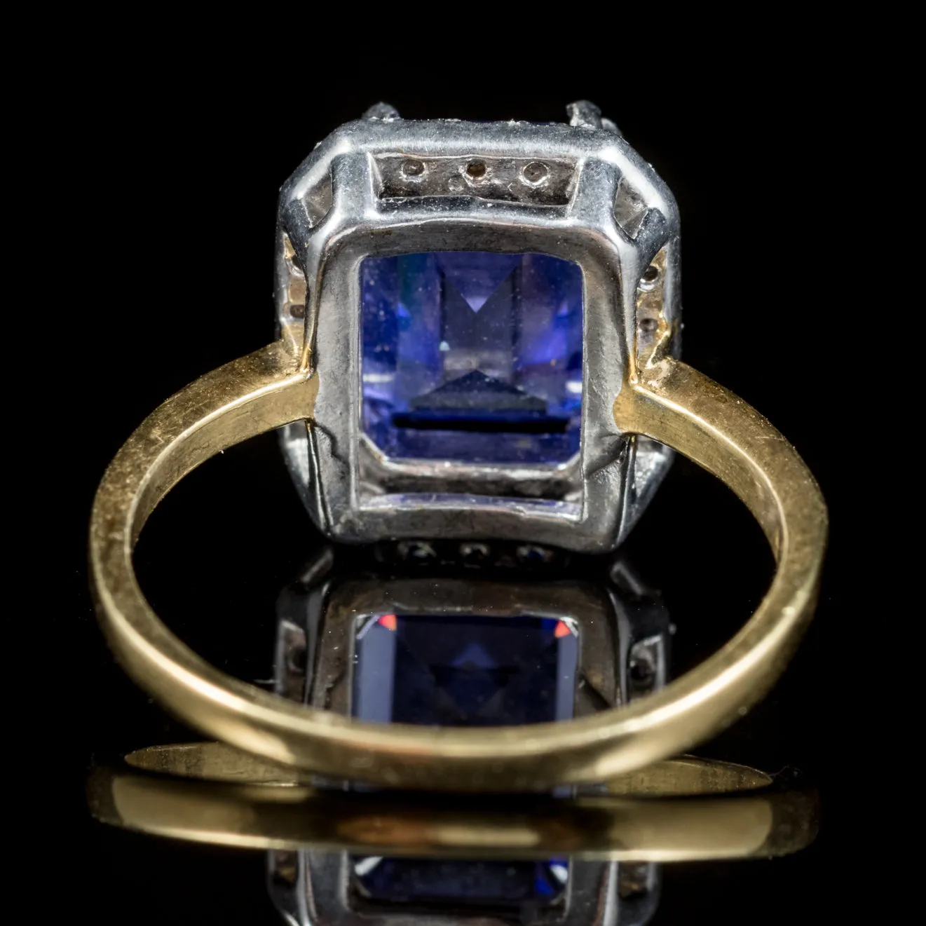 Cz Tanzanite Paste Ring 9Ct Gold On Silver