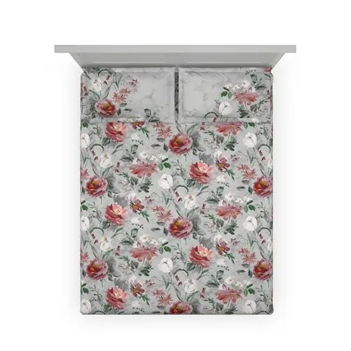 DDECOR - 100% Cotton 144 TC Queen Bedsheet with 2 Pillow Covers - Red