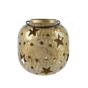 Decoris Iron Lantern with Star Cut-Out 16 x 15cm - Gold
