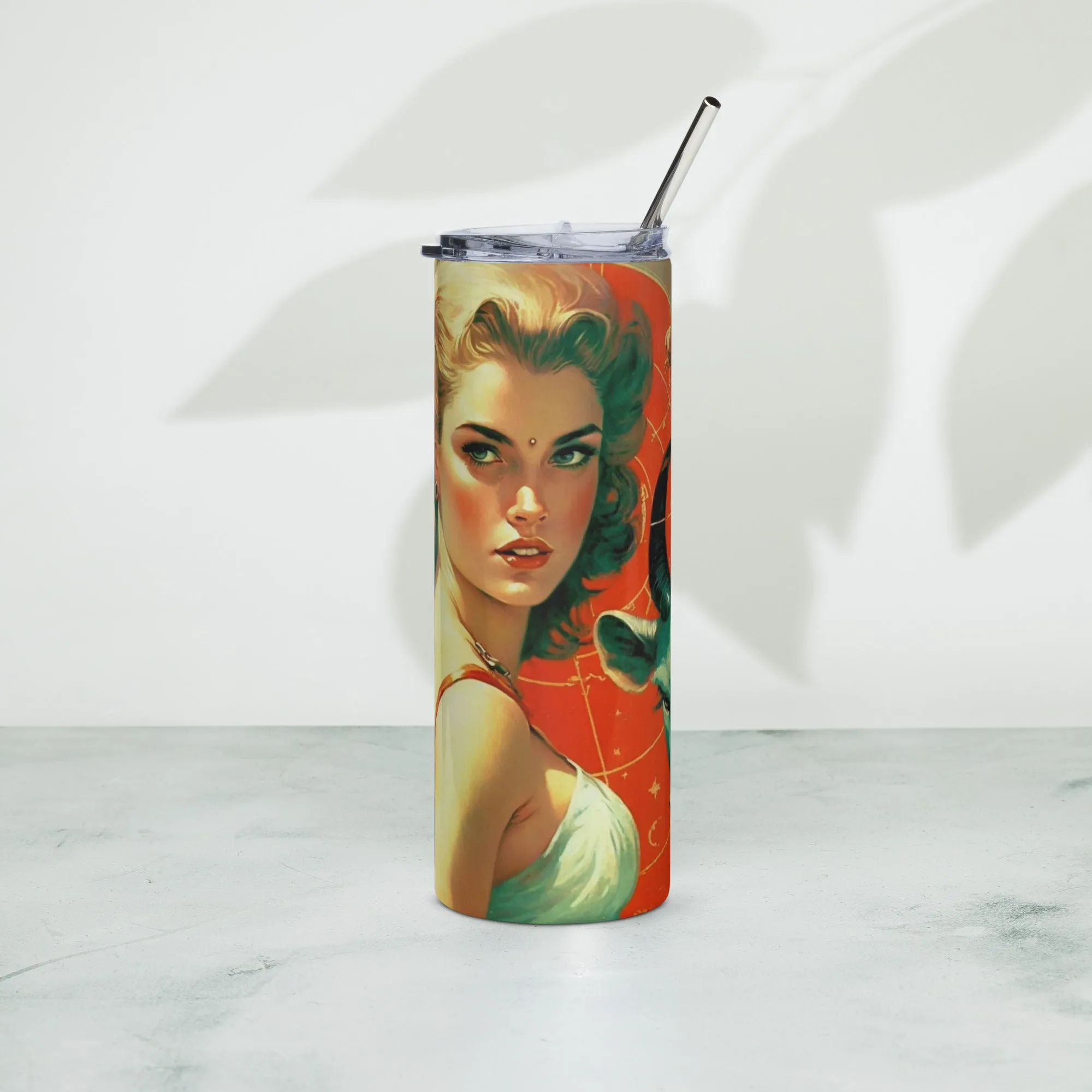 Devil Beauty #1 Stainless steel tumbler cup with metal straw